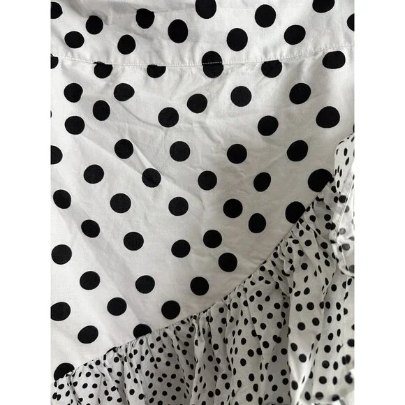 De La Vali Cotton Skirt High Low Ruffle Polka Dot 10UK or About 6US Black White - Picture 6 of 6
